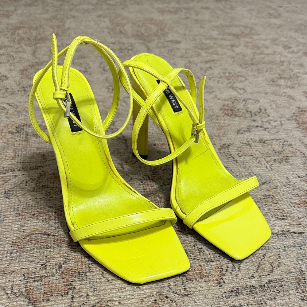 Nine West Neon Patent Ankle Strap Heels Size 7.5